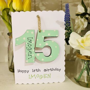 Personalised 15th Birthday Card Wooden Number Gift, 2 of 5