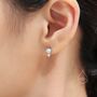 Sterling Silver Tiny Aqua Green Opal And Cz Stud Earrings, thumbnail 6 of 12
