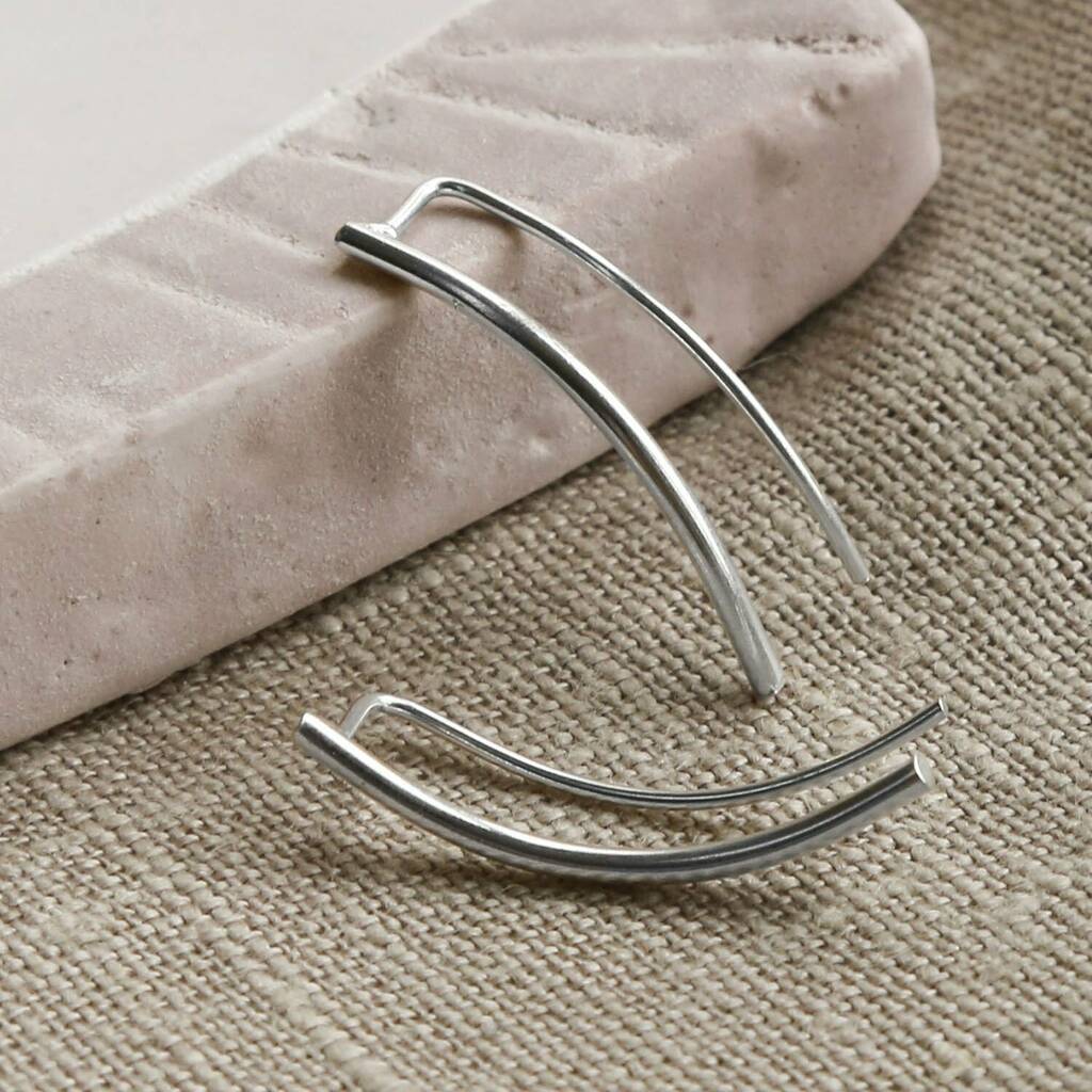 Sterling Silver Curved Bar Climber Earrings By Martha Jackson Sterling ...