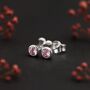 Sterling Silver June Alexandrite Birthstone Stud Earrings, thumbnail 3 of 6
