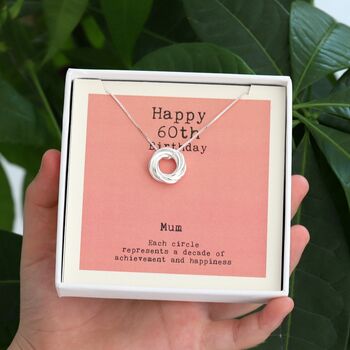 Sterling Silver Happy 60th Birthday Necklace, 2 of 3
