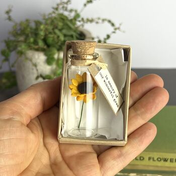 Tiny Sunflower In A Bottle With Personalised Message, 6 of 12