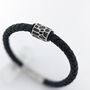 Black Leather Bracelet With A Pattern Tube Bead, thumbnail 2 of 5