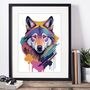 Painterly Wolf Portrait Illustration Art Print, thumbnail 1 of 4