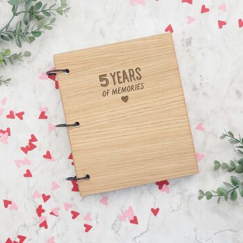 Engraved ‘Five Years Of Memories’ Wooden Scrapbook, 7 of 12