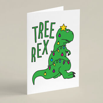 'Tree Rex' Funny Christmas Card, 4 of 5