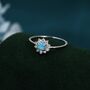 Blue Opal Cz Halo Ring In Sterling Silver, thumbnail 4 of 10