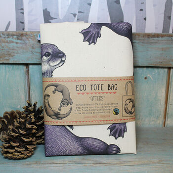 Otter Couple Eco Tote Bag ~ Organic And Fairtrade Cotton, 2 of 3