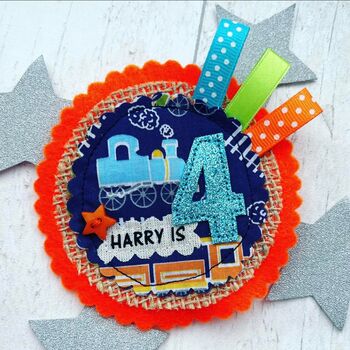 Personalised Train Theme Birthday Badge, 4 of 4