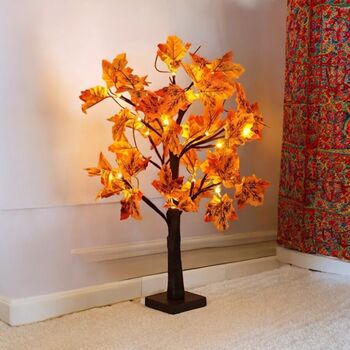 LED Warm White Light Up Maple Leaf Autumn Tree, 5 of 9