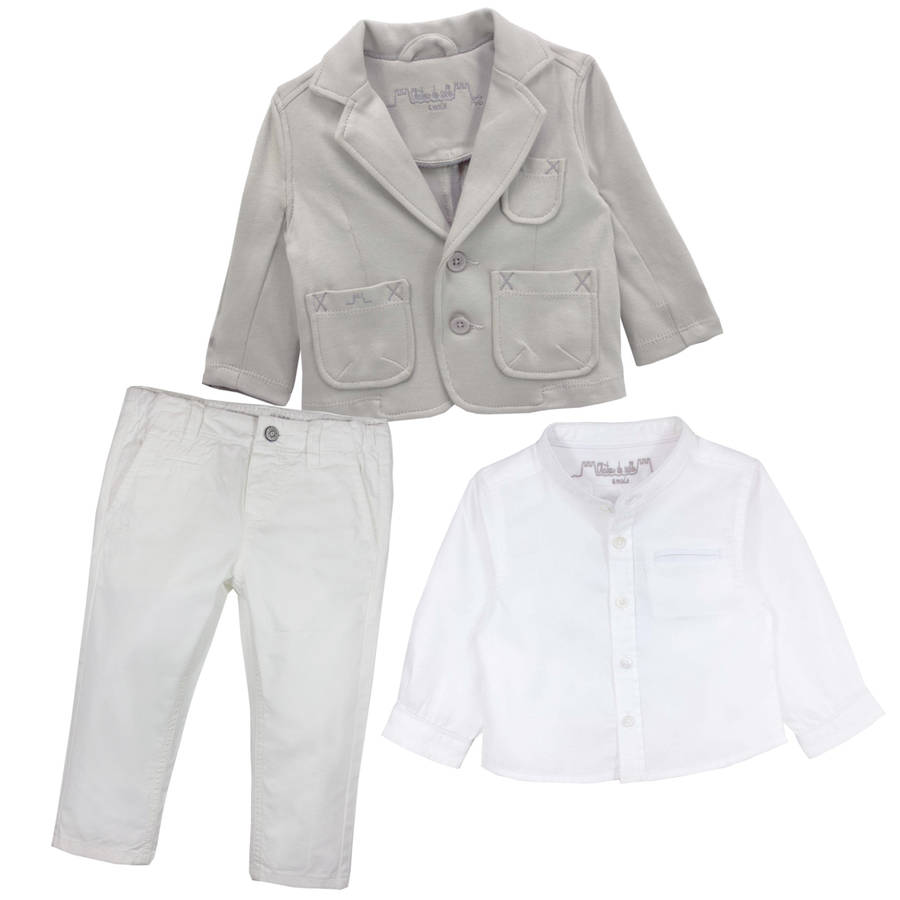Baby Boy French Designer Blazer Christening Outfit By Chateau de Sable