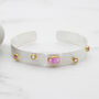 Pink Tourmaline Gemstone Silver Cuff Bracelet, thumbnail 5 of 8