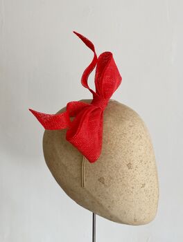 Sculptural Red Bow Fascinator 'Ava', 7 of 11