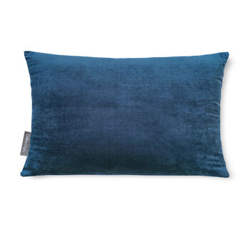 Luxury Super Soft Velvet Cushion Wild Rose Birds Blue, 4 of 5