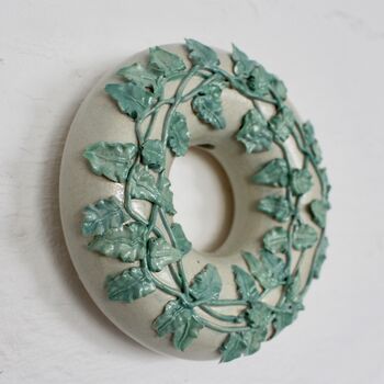Ceramic Leafy Wreath Wall Vase, 2 of 5