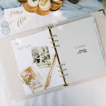 Personalised Linen Wedding Planner And Photo Album Set, 3 of 7