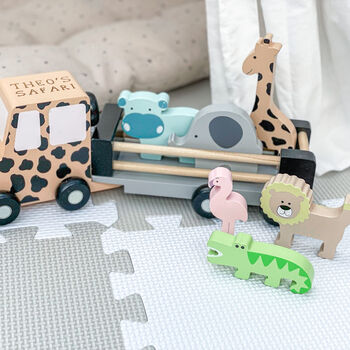Personalised Safari Jeep Toy With Trailer And Animals, 3 of 5