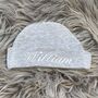 Personalised Embroidered Grey Newborn Baby Hat, thumbnail 3 of 9