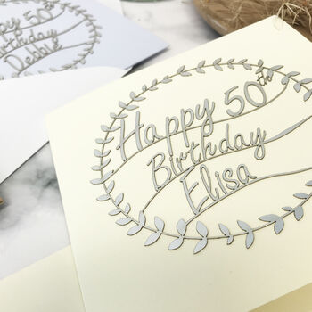 Personalised 50th Garland Papercut Card, 9 of 11