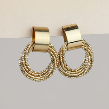 Circle Rope Stud Earrings With Gold Colour Plated, 2 of 3