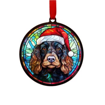 Cocker Spaniel Black In Santa Hat Suncatcher Decoration, 6 of 6