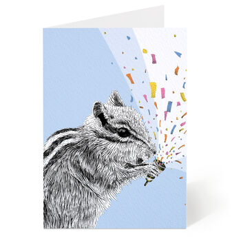 Chipmunk With Confetti Greeting Card, 2 of 6