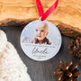First Christmas As My Uncle, Personalised Photo Bauble, thumbnail 4 of 5