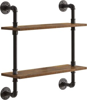 Two Tier Industrial Pipe Wall Mount Shelves, 4 of 6