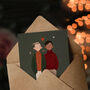 Cute Gay Couple With Pet Dog Modern Illustration Valentine's Card, thumbnail 3 of 6