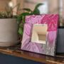 Lilac And Pink Iris Decorative Mini Mirror, thumbnail 2 of 3