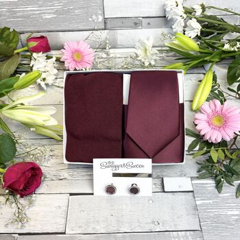 Burgundy Wedding Tie Set, 10 of 10