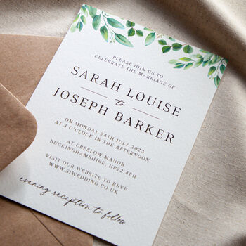Green Eucalyptus Wedding Invitation And Envelope, 3 of 4