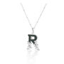 Solid Silver R Initial Necklace With Green Marble, thumbnail 2 of 6