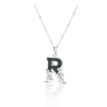 Solid Silver R Initial Necklace With Green Marble, 2 of 6