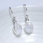 Sterling Silver Dangly Moonstone Oval Earrings, thumbnail 3 of 6