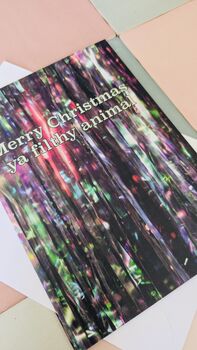 Merry Christmas Ya Filthy Animal – Sparkly Christmas Card – Blank Inside, 3 of 3