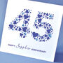 Love Hearts Sapphire 45th Anniversary Card, thumbnail 2 of 3