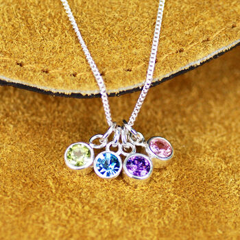 Personalised Sterling Silver Family Birthstone Necklace, 2 of 9