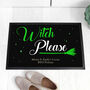 Personalised Halloween Witches Broom Indoor Doormat, thumbnail 1 of 4