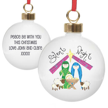 Personalised Nativity Silent Night Bauble, 4 of 4