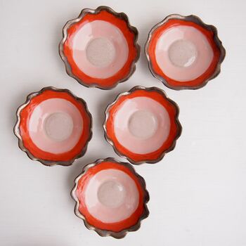 Mini Sunshine Orange Scalloped Edge Ceramic Ring Dish, 2 of 7