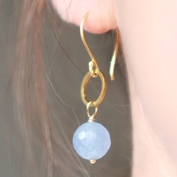 Gold Plated Circle And Birthstone Earrings, 10 of 12