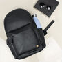 Personalised Black Leather Backpack With Side Pockets, thumbnail 2 of 9