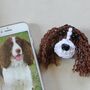 Personalised Crochet Dog Face Brooch Letterbox Gift, thumbnail 6 of 9