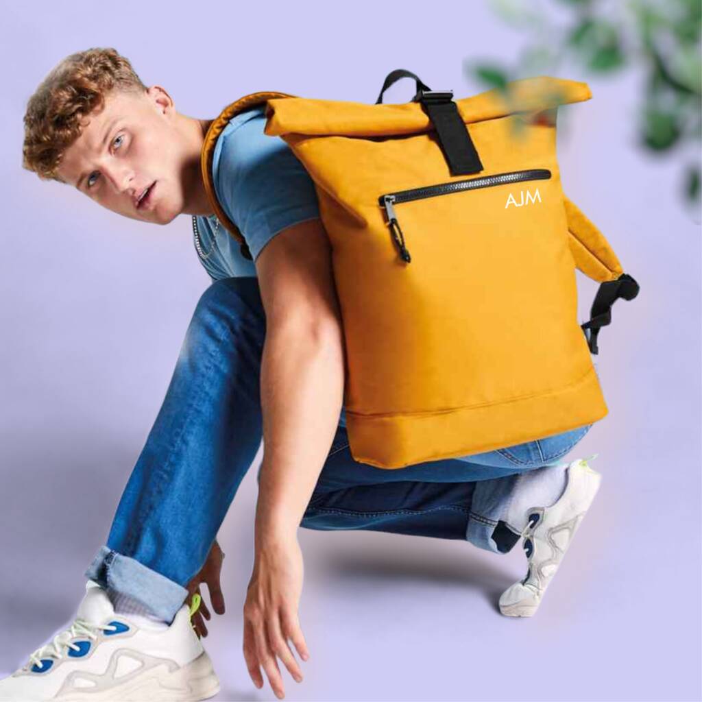 Personalised Recycled Roll Top Backpack, 1 of 8