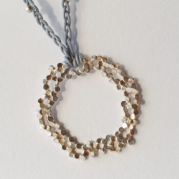 Fine Organic Silver Blue Cord Necklace, 2 of 2