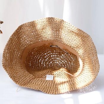 Monaco Cream Baby Pink Ombré Ribbon Straw Beach Hat, 5 of 5