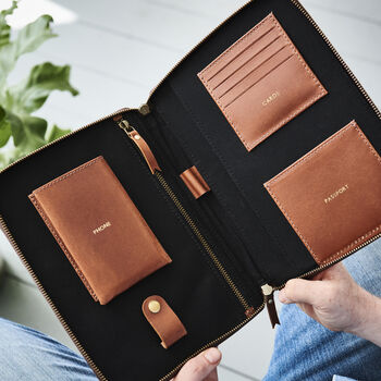 Personalised Leather iPad Travel Organiser, 3 of 12