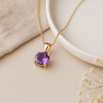 Personalised 9ct Gold Amethyst Necklace February Birthstone, 3 of 11