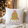 Fa La La Tree Christmas Cushion, thumbnail 1 of 4